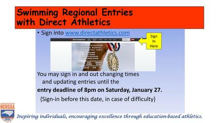 Swimming Regional Entries with Direct Athletics