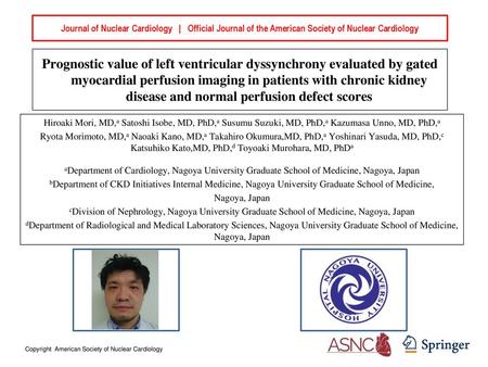 Journal of Nuclear Cardiology | Official Journal of the American Society of Nuclear Cardiology Prognostic value of left ventricular dyssynchrony evaluated.