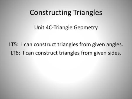 Constructing Triangles