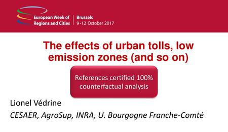 The effects of urban tolls, low emission zones (and so on)