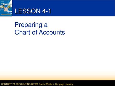 Lesson 1-4 Preparing a Chart of Accounts