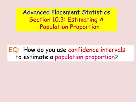 Advanced Placement Statistics