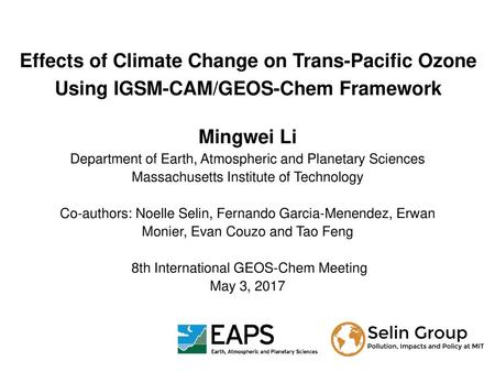 Mingwei Li Department of Earth, Atmospheric and Planetary Sciences