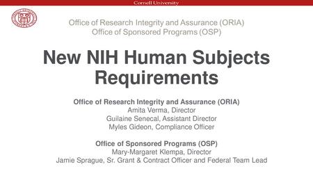 New NIH Human Subjects Requirements