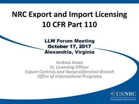 NRC Export and Import Licensing 10 CFR Part 110