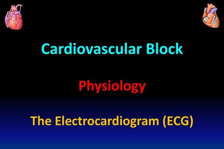 Cardiovascular Block Physiology The Electrocardiogram (ECG)