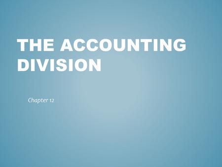 The Accounting Division