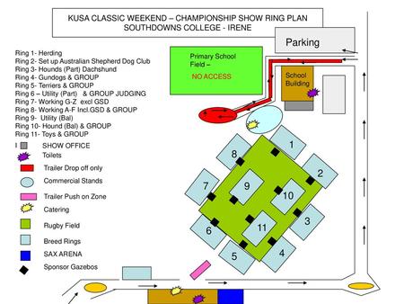 KUSA CLASSIC WEEKEND – CHAMPIONSHIP SHOW RING PLAN SOUTHDOWNS COLLEGE - IRENE Parking Ring 1- Herding  Ring 2-