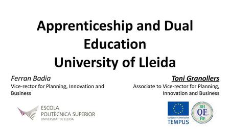 Apprenticeship and Dual Education University of Lleida