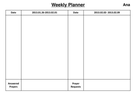 Weekly Planner Ana Date