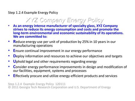 Step Example Energy Policy