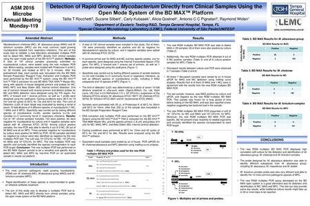 1Department of Esoteric Testing/R&D, Tampa General Hospital, Tampa, FL