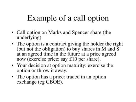 Example of a call option