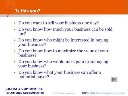 Do you want to sell your business one day?