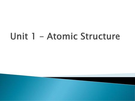 Unit 1 – Atomic Structure