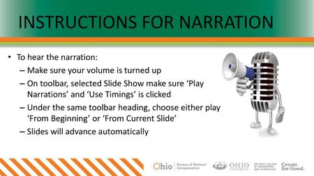 INSTRUCTIONS FOR NARRATION