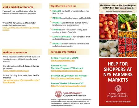 Visit a market in your area Together we strive to: