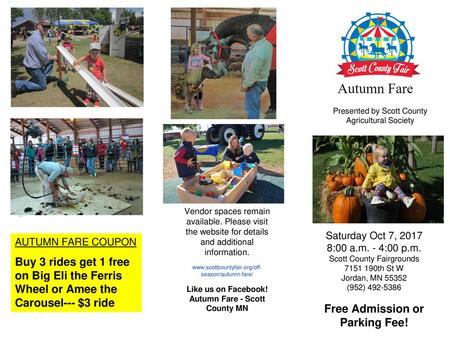 Autumn Fare - Scott County MN Free Admission or Parking Fee!