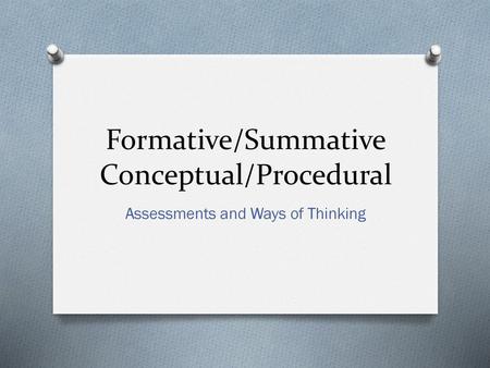 Formative/Summative Conceptual/Procedural