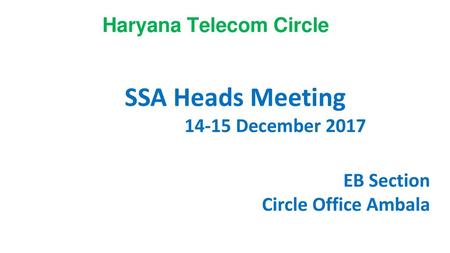 SSA Heads Meeting December 2017