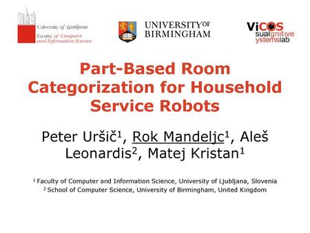 Part-Based Room Categorization for Household Service Robots