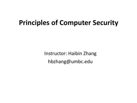 Principles of Computer Security