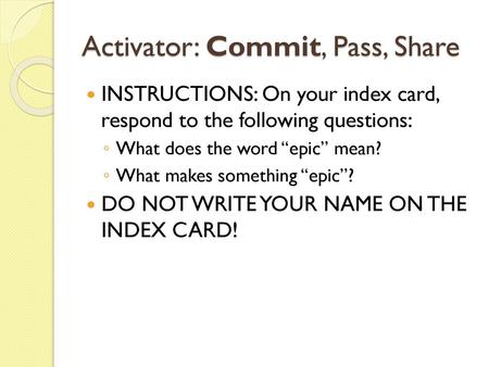 Activator: Commit, Pass, Share