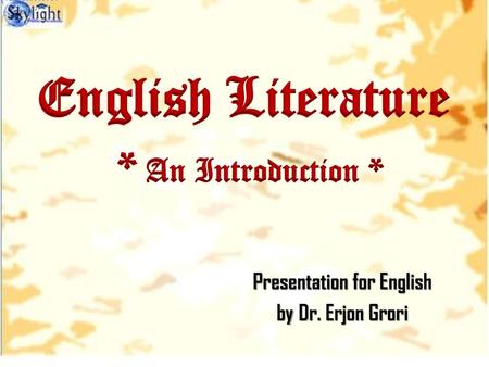 Presentation for English by Dr. Erjon Grori