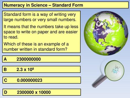 Numeracy in Science – Standard Form