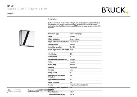 Bruck SCOBO / UP & DOWN LED W pl Description