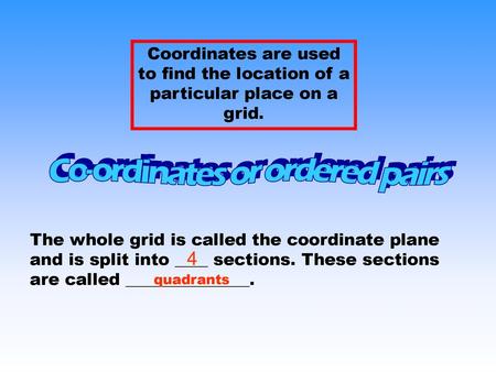 Co-ordinates or ordered pairs