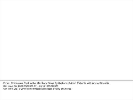 Figure 2 In situ hybridization for rhinovirus type 14 (rhinovirus-14) in maxillary sinus biopsy specimens. A, Detection of rhinovirus-14, antisense probe,