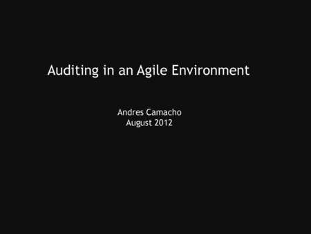 Auditing in an Agile Environment