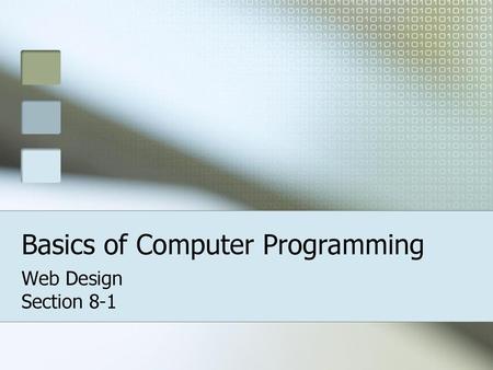 Basics of Computer Programming