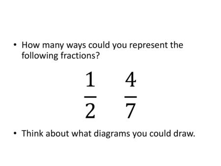 How many ways could you represent the following fractions?