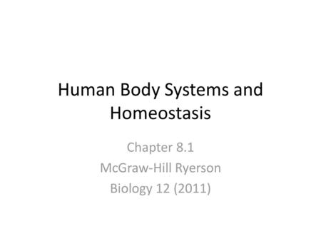 Human Body Systems and Homeostasis