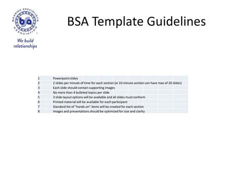 BSA Template Guidelines