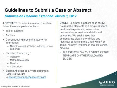 Guidelines to Submit a Case or Abstract