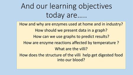 And our learning objectives today are…..