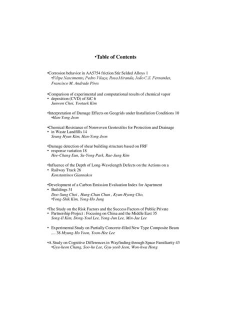 Table of Contents Corrosion behavior in AA5754 friction Stir Selded Alloys 1 Filipe Nascimento, Pedro Vilaça, Rosa Miranda, João C.S. Fernandes, Francisco.