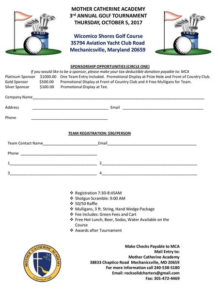 MOTHER CATHERINE ACADEMY 3rd ANNUAL GOLF TOURNAMENT