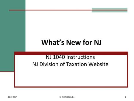 NJ 1040 Instructions NJ Division of Taxation Website