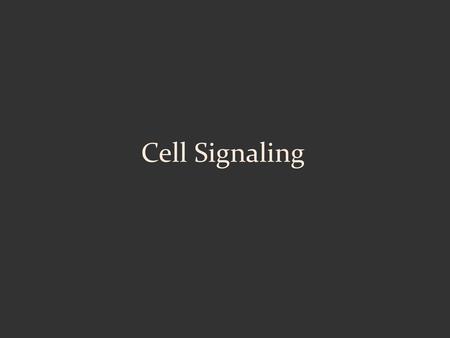 Cell Signaling.