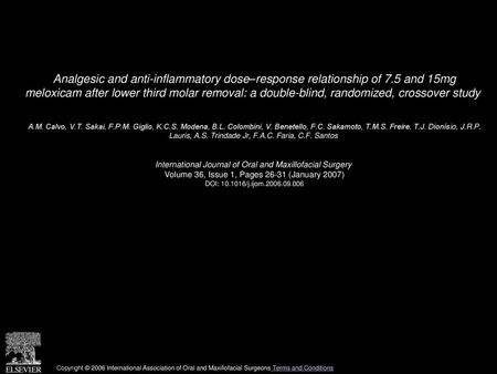 Analgesic and anti-inflammatory dose–response relationship of 7