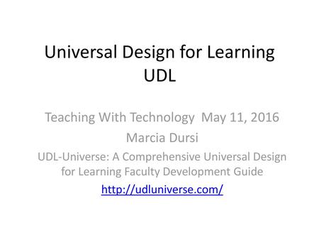 Universal Design for Learning UDL