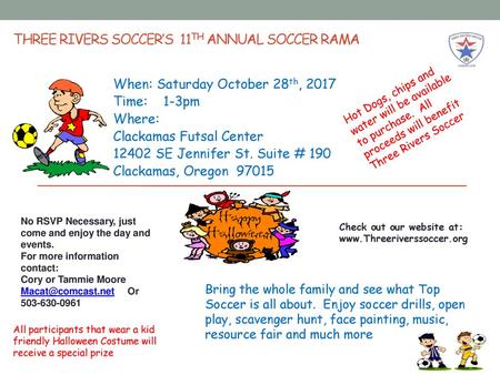 Three Rivers Soccer’s 11th Annual Soccer Rama