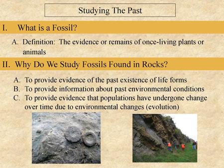 II. Why Do We Study Fossils Found in Rocks?