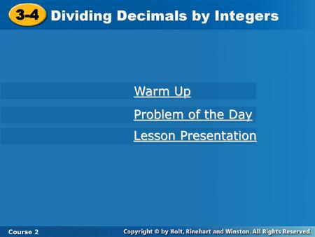 Dividing Decimals by Integers