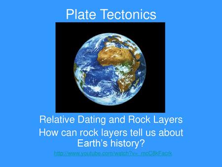 Plate Tectonics Relative Dating and Rock Layers