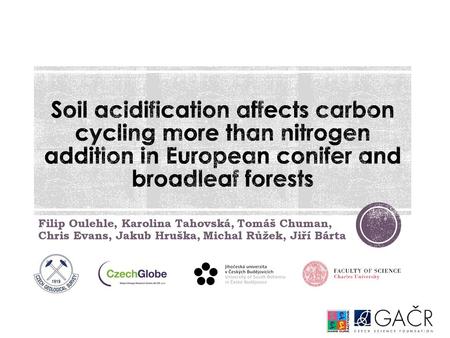 Soil acidification affects carbon cycling more than nitrogen addition in European conifer and broadleaf forests Filip Oulehle, Karolina Tahovská, Tomáš.